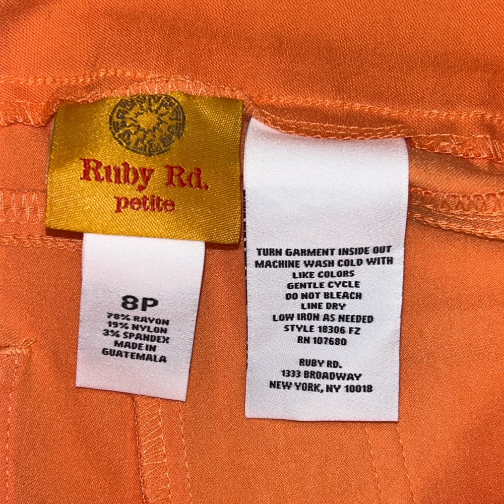 NWT Ruby Rd. Vibrant Orange/Melon Women's Stretch Slimming Bermuda Shorts, 8P - Picture 5 of 5